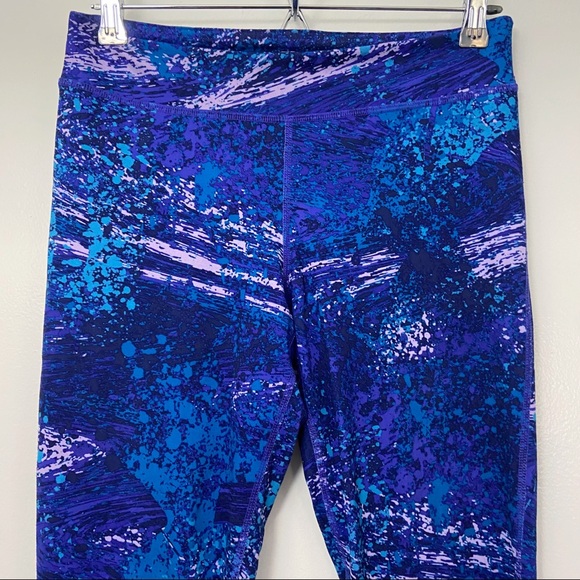 Champion Duo Dry High Waisted Leggings Blue Paint Splatter Medium - Picture 7 of 11